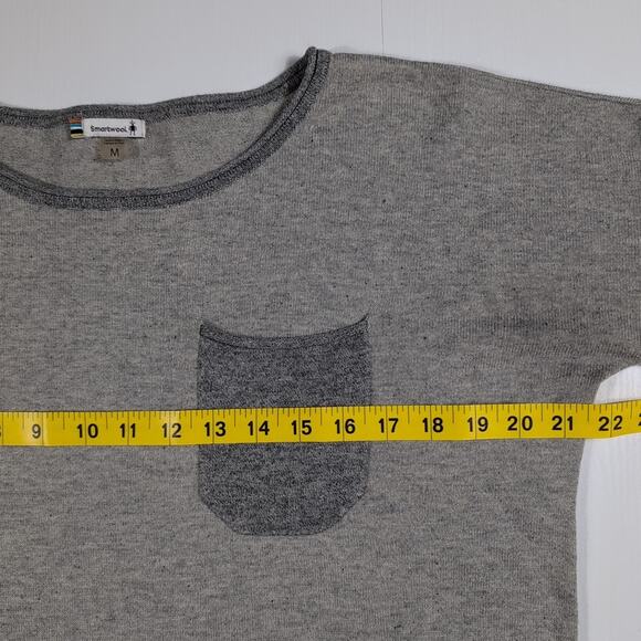 Smartwool Akamina Crew Neck Sweater Women’s M Gray Pocket Stripe Merino Wool - Picture 9 of 15